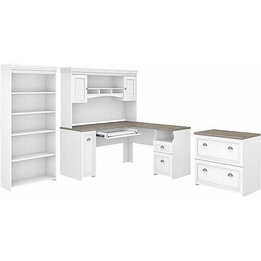 Bush Furniture Fairview 60" LShaped Desk with Hutch, File and
