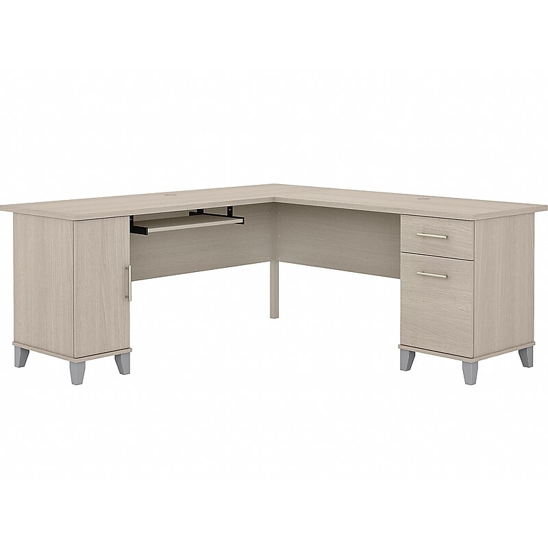 Bush Furniture Somerset 72"W L Shaped Desk with Storage, Sand Oak (WC81110K) image 1