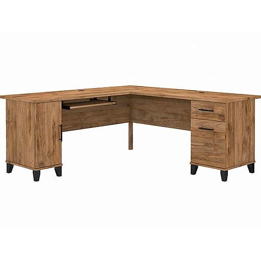 Bush Furniture Somerset 72" LShaped Desk with Storage, Fresh Walnut