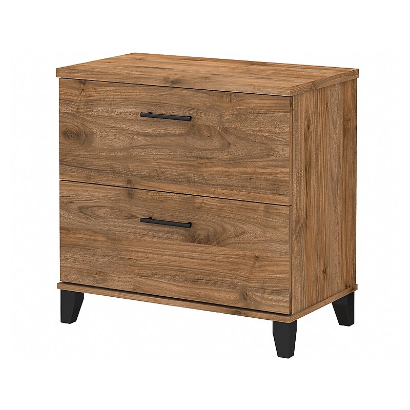 Bush Furniture Somerset 2-Drawer Lateral File Cabinet, Letter/Legal, Fresh Walnut, 30" (WC81380) image 1
