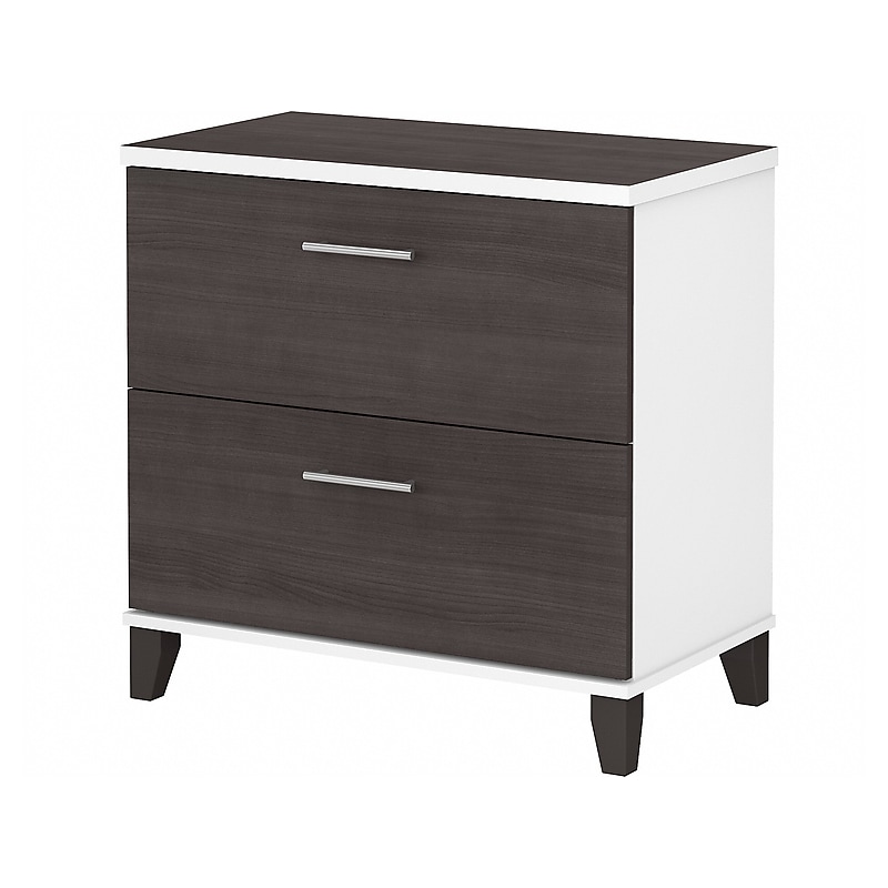 Bush Furniture Somerset 2-Drawer Lateral File Cabinet, Letter/Legal, Storm Gray/White, 30" (WC81080) image 1