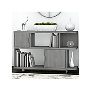 kathy ireland® Home by Bush Furniture Madison Avenue 2-Shelf 30"H Geometric Bookcase with Doors, Modern Gray (MDB148MG-03)