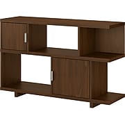 kathy ireland® Home by Bush Furniture Madison Avenue 2-Shelf 30"H Geometric Bookcase with Doors, Modern Walnut (MDB148MW-03)