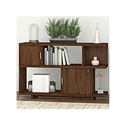 kathy ireland® Home by Bush Furniture Madison Avenue 2-Shelf 30"H Geometric Bookcase with Doors, Modern Walnut (MDB148MW-03)