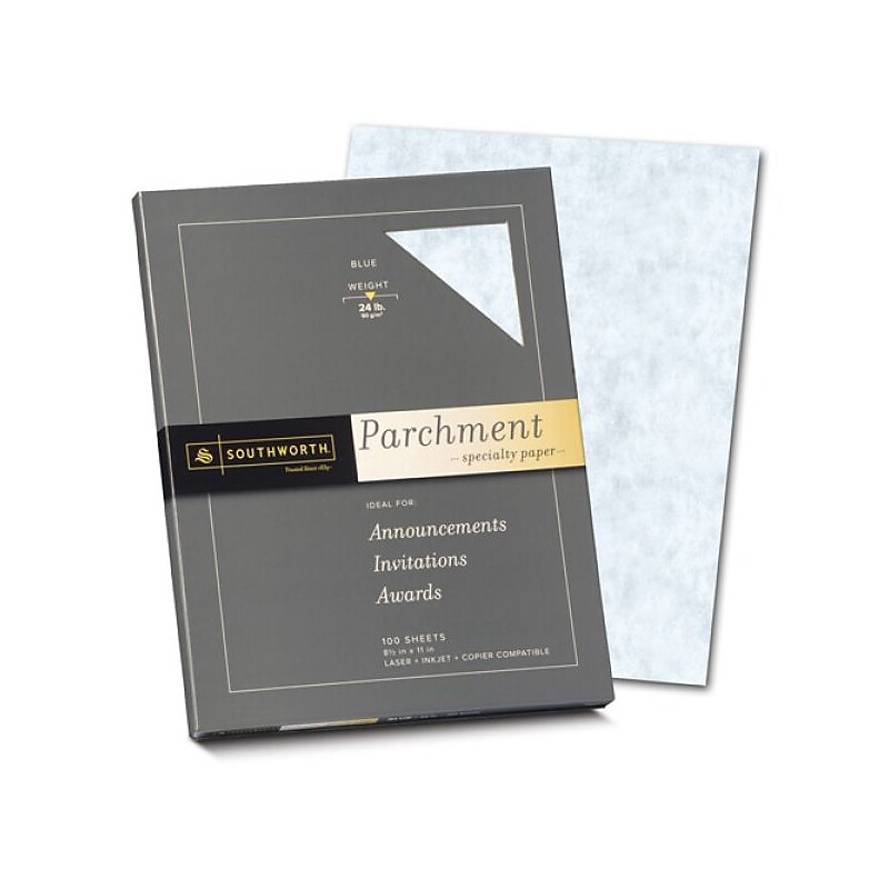 Southworth Parchments 8.5" x 11" Multipurpose Paper, 24 Lbs., 100 Brightness, Blue, 100/Box (P964CK) image 1