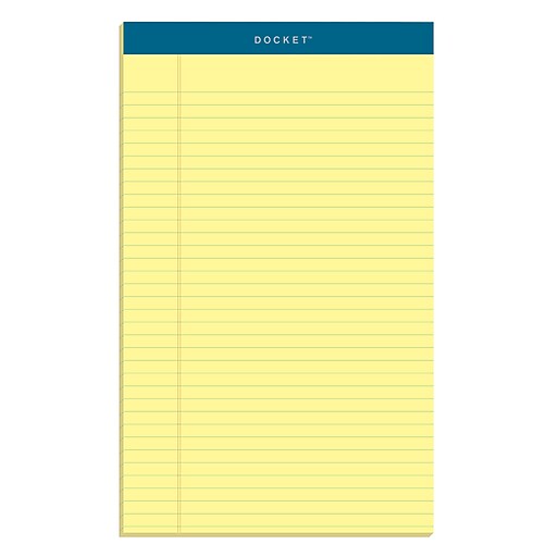 TOPS Docket Notepads, 8.5" x 14", Wide, Canary, 50 Sheets/Pad, 12 Pads/Pack (TOP 63580) Staples