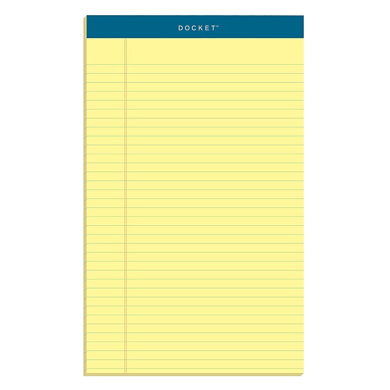 TOPS Docket Notepads, 8.5" x 14", Wide, Canary, 50 Sheets/Pad, 12 Pads/Pack (TOP 63580) image 1