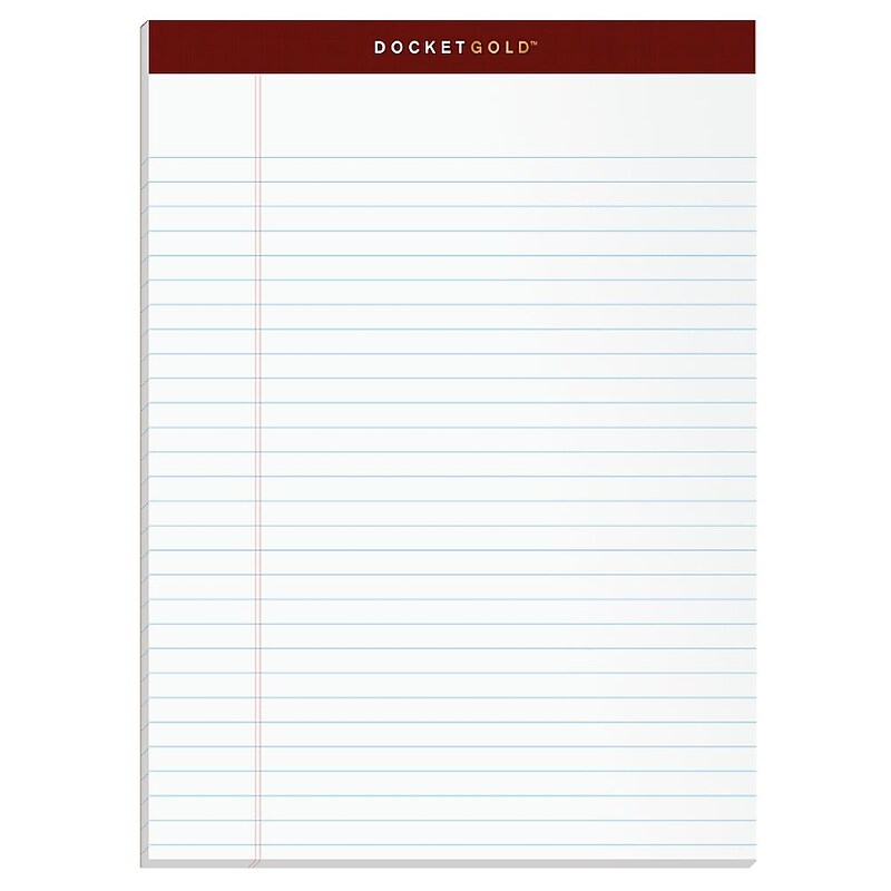TOPS Docket Gold Notepads, 8.5" x 11.75", White, 50 Sheets/Pad, Dozen (63960) image 1