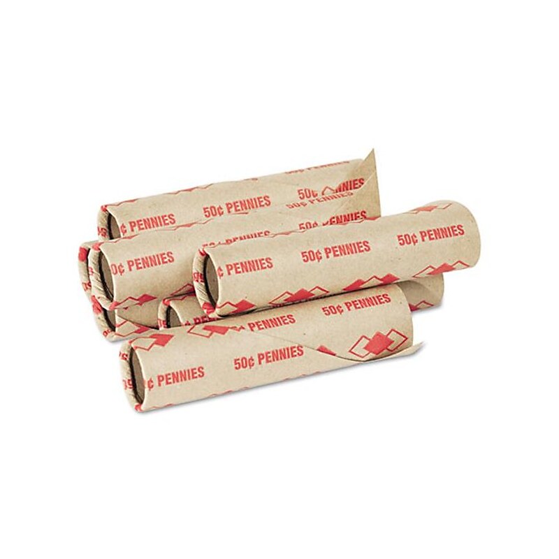 PM Company Preformed Tubular Cartridge Paper Penny Wrappers, Red, 1,000/Box (65029) image 1
