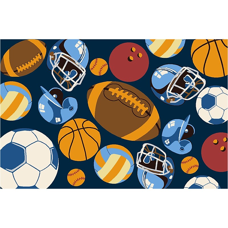 Global Printed Products Polyester 31.5" x 47.2" Rectangular Machine Made Rug, Sports (EGP-HD-0351) image 1