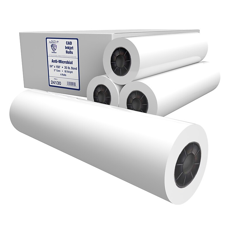 Alliance Armor Wide Format CAD Paper, 24" x 150', Bond, 4/Carton (24130) image 1