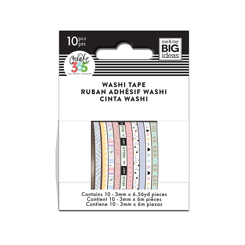 Me & My Big Ideas Washi Tapes, 0.12" x 6.56 Yds., Pastel, 10/Pack (WTSS-06) image 1