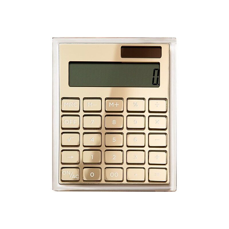Russell+Hazel 51179 12-Digit Desktop Calculator, Clear Acrylic/Classic Gold image 1