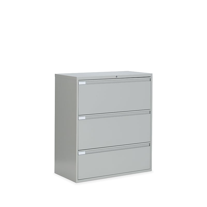 Global 9300P Series Business-Plus 3-Drawer Lateral File Cabinet, Letter/Legal, 18"D, Light Gray image 1