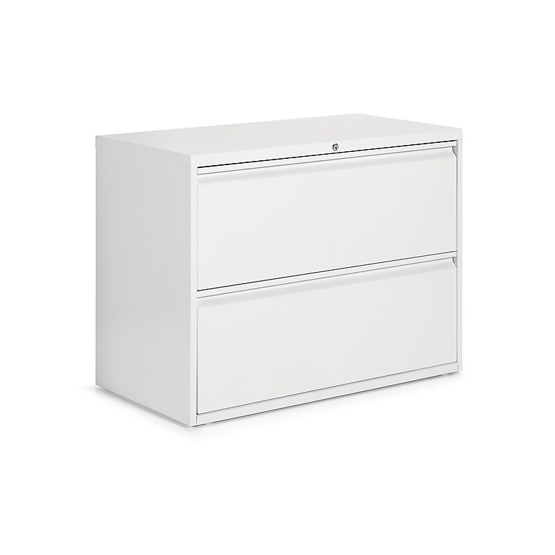 Global 9300 Plus Series 2-Drawer Lateral File Cabinet, Locking, Letter/Legal, Designer White, 36" (TD9336P-2F1H-DWT) image 1