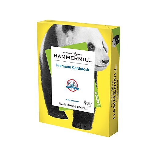 Hammermill Premium Cardstock Paper, 110 lbs., 8.5" x 11", Yellow, 200