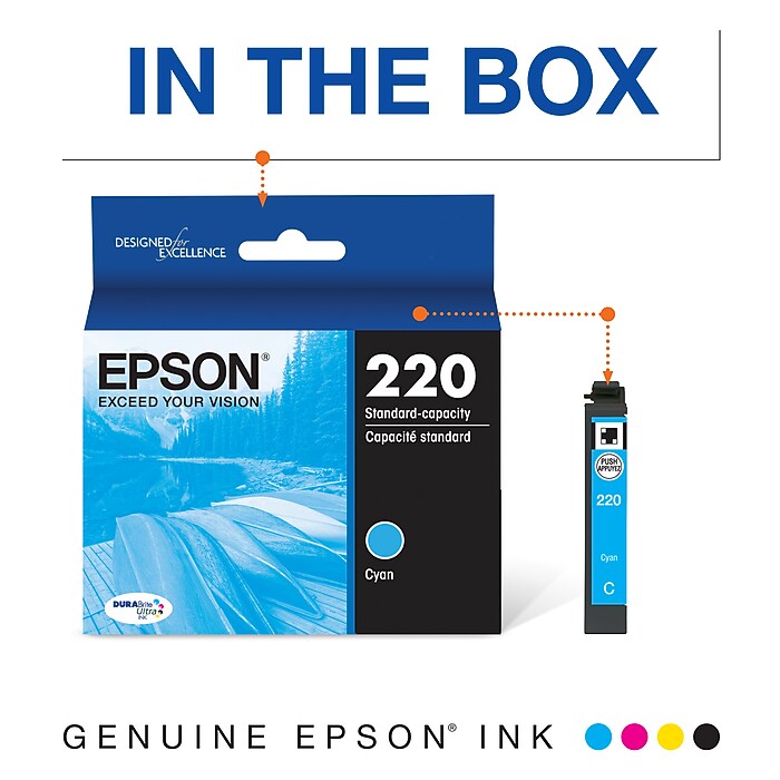 Epson T220 Cyan Standard Yield Ink Cartridge (T220220-S) | Staples