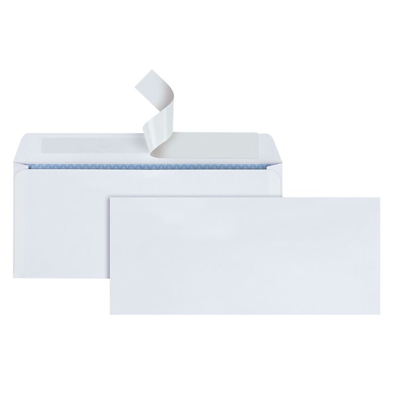 Quality Park Redi-Strip Self Seal Security Tinted #10 Business Envelope 4 1/8" x 9 1/2", White, 1000/Carton (QUA69122B) image 1