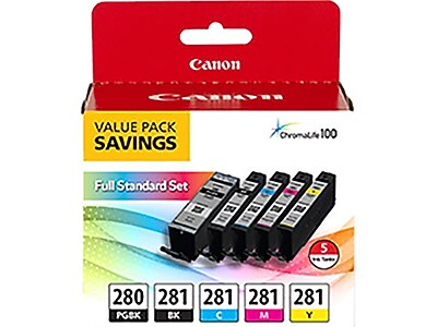 Canon 280/281/Black/Pigment Black/Cyan/Magenta/Yellow Standard Yield Ink Cartridges  (2075C006) Sansujyuku sansujyuku.com