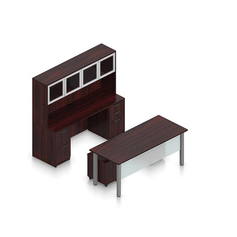 Offices To Go Superior 71" Workstation Desk Bundle, American Mahogany (TDOTG20-AML) image 1