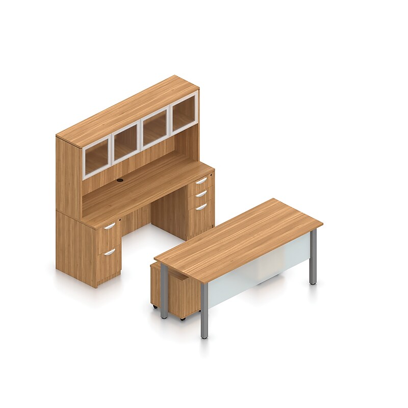 Offices To Go Superior 71" Workstation Desk Bundle, Autumn Walnut (TDOTG20-AWL) image 1