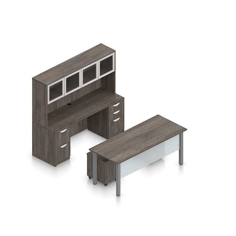 Offices To Go Superior 71" Workstation Desk Bundle, Artisan Grey (TDOTG20-AGL) image 1