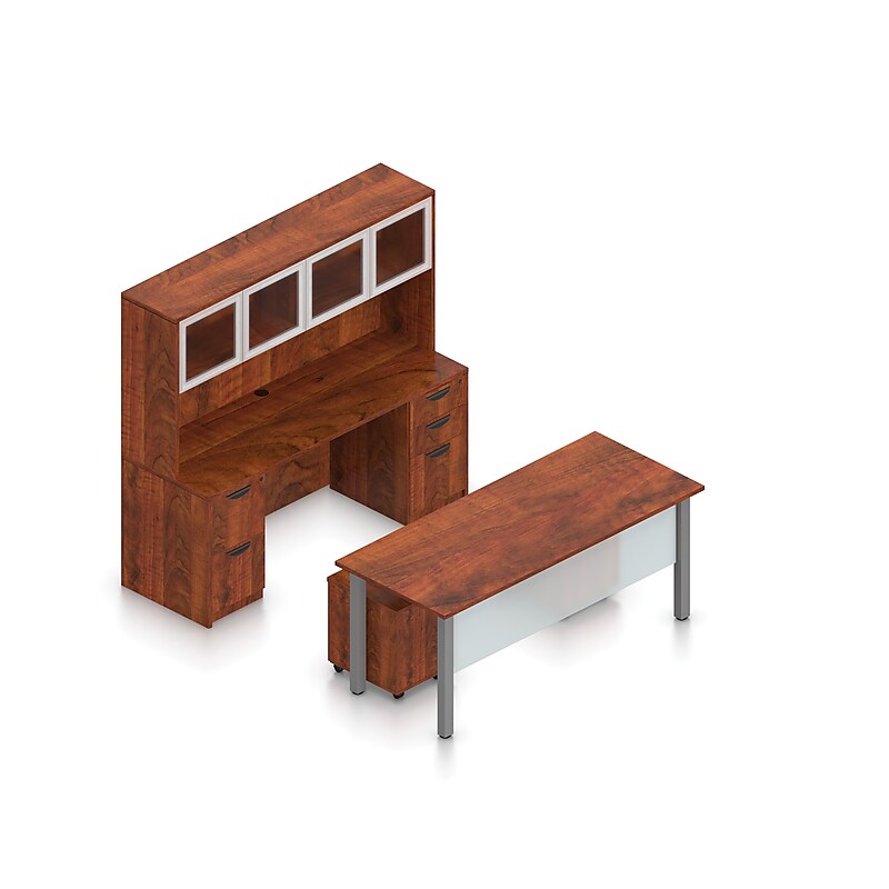 Offices To Go Superior 71" Workstation Desk Bundle, American Dark Cherry (TDOTG20-ADC) image 1