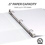 Samsill Durable 1/2" View Ring Binders, Round Ring, Made in USA, White, 8/Pack (S88437)~#|#~sp109067616_sc7