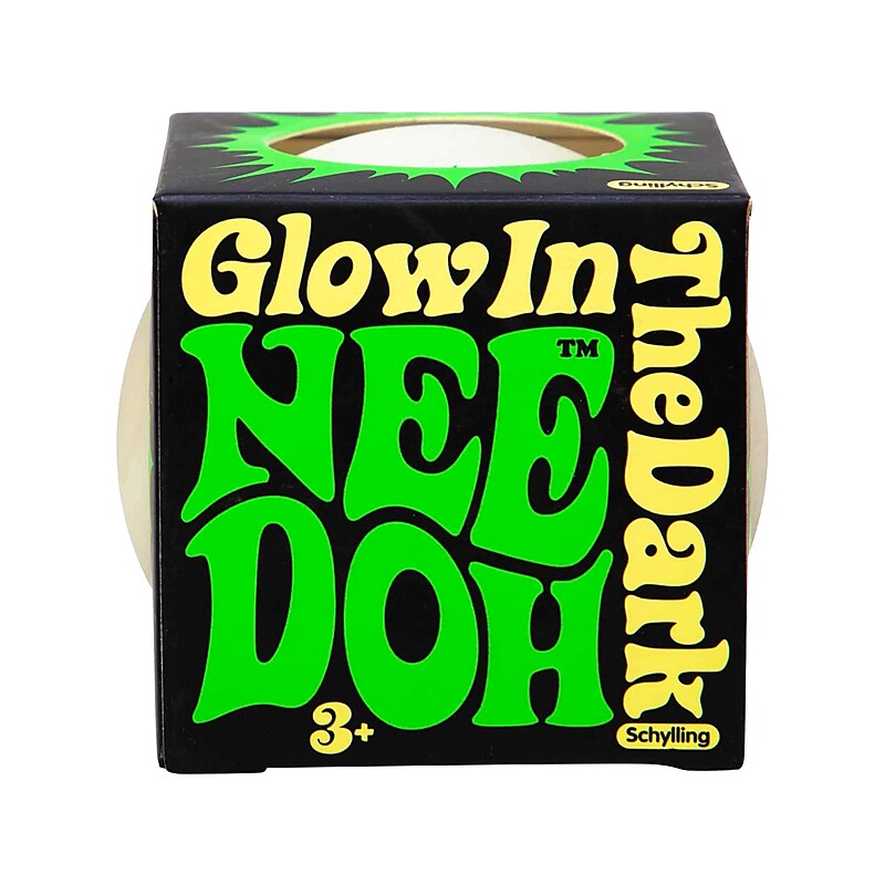 Schylling Glow-in-the-Dark NeeDoh Stress Ball, Green (GND) image 1
