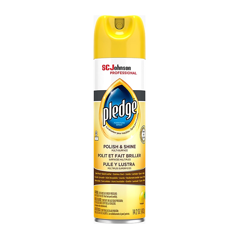 Pledge Polish & Shine Multiple-Purpose Cleaner, Lemon Clean Scent, 14.2 oz., 6/Carton (301168) image 1