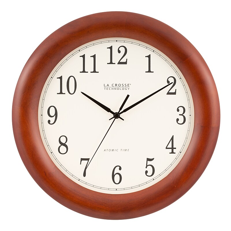 La Crosse Technology 12.5 Inch Cherry Wood Atomic Analog Clock (WT-3122A-INT) image 1