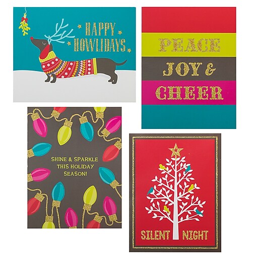 JAM PAPER Deluxe Christmas Cards & Matching Envelopes Assortment, Blue