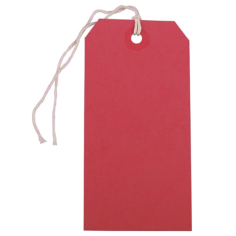 JAM PAPER Gift Tags with String, Medium, 4 3/4 x 2 3//8, Red, Bulk 1000/Carton (39197119C) image 1