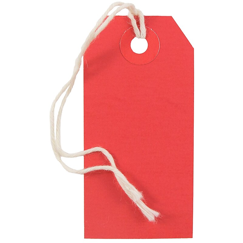 JAM PAPER Gift Tags with String, Small, 3 1/4 x 1 5/8, Red, Bulk 1000/Carton (9197264C) image 1