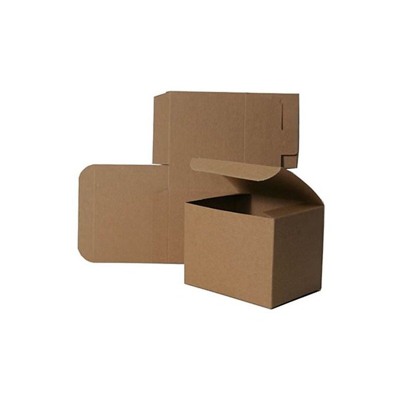 JAM Paper Open Lid Gift Boxes, 6" x 6" x 4", Kraft (5363911) image 1