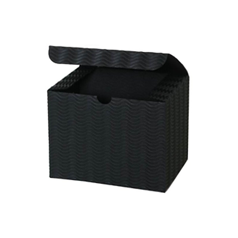 JAM Paper Gift boxes, 4.5" x 4.5" x 6", Black Corrugated Wave (8286319) image 1