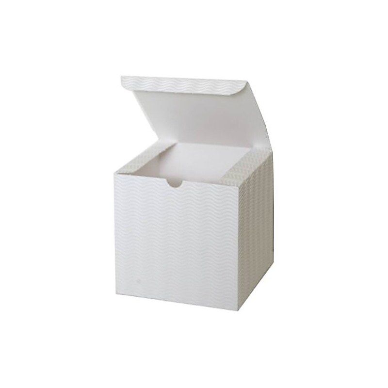 JAM Paper Open Lid Gift Boxes with Corrugated Waves, 6" x 6" x 6", White (8256316) image 1