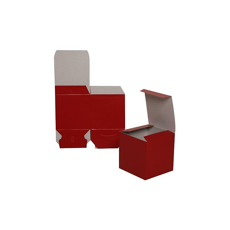 JAM Paper Square Glossy Gift Box, 4" x 4" x 4", Red (U72622505) image 1