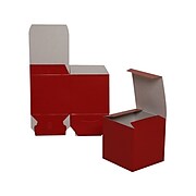 JAM PAPER Square Glossy Gift Box, 4 x 4 x 4, Red