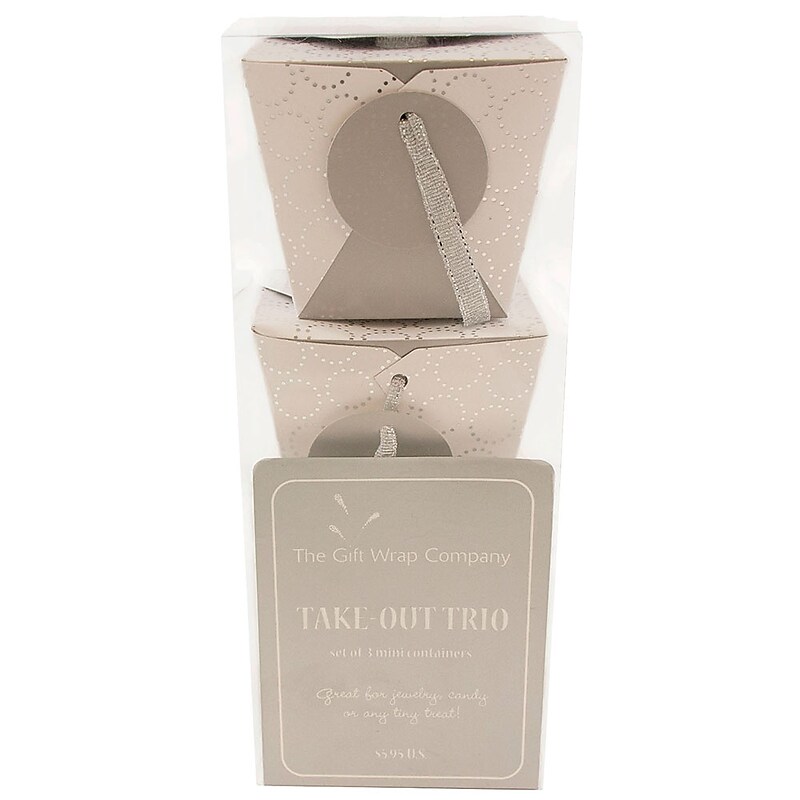 JAM PAPER Paper Chinese Take Out Containers, Small / Mini (2 1/2 x 2 x 2 1/2), White with Silver, 3/pack image 1