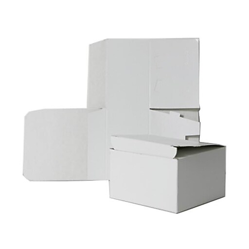 JAM PAPER Open Lid Gift Boxes, 6 x 4 1/2 x 4 1/2, White Staples