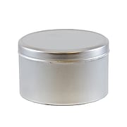 JAM PAPER Tiny Round Single Metallic Cookie Tins, 3 1/4 x 3 1/4 x 2 1/4, Silver