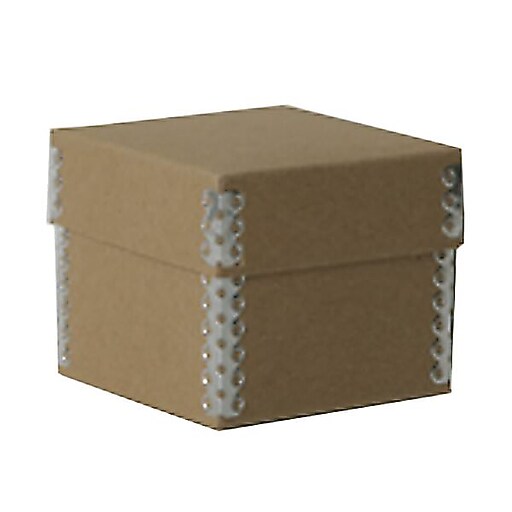 JAM PAPER Nesting Boxes, 3 1/4 x 3 1/4 x 2 3/4, Natural Brown Kraft
