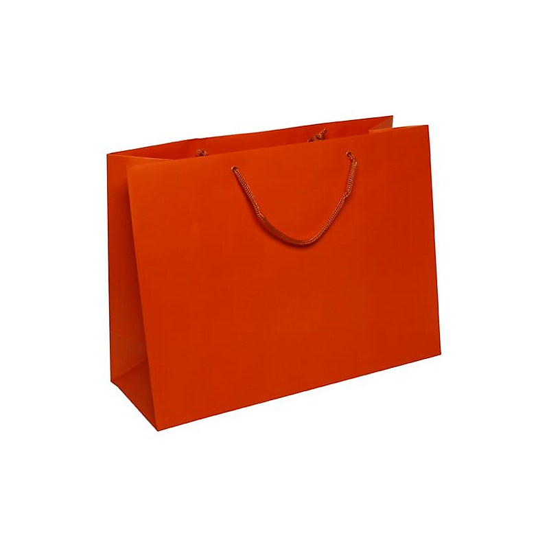 JAM Paper Matte Gift Bags with Rope Handles, 16" x 12" x 6", Orange, 100/box (774MAOR100) image 1