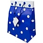 JAM Paper Gift Bags with Rope Handles, 10" x 13" x 6", Blue/White Polka Dot, 24/Pack (4731730B)~#|#~sp109345393_sc7