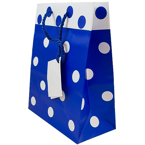 JAM Paper Matte Gift Bag with Rope Handles, Medium, Blue & White, 24 Bags/Pack (4731728B) Staples