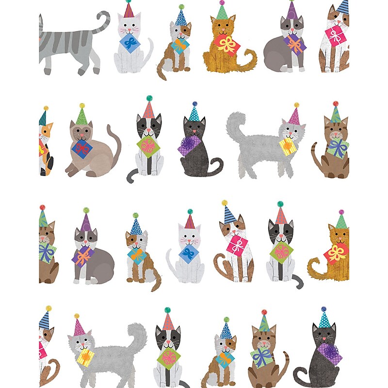 JAM Paper Design 20" x 30" Tissue Paper, Party Cats, 3 Packs of 4 Sheets (52625509998) image 1
