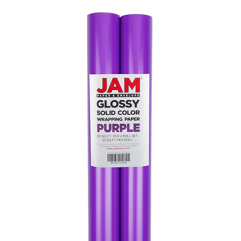 JAM Paper Wrapping Paper, 25 Sq. ft. x 30", Purple, 2/Pack (165S25PUG) image 1