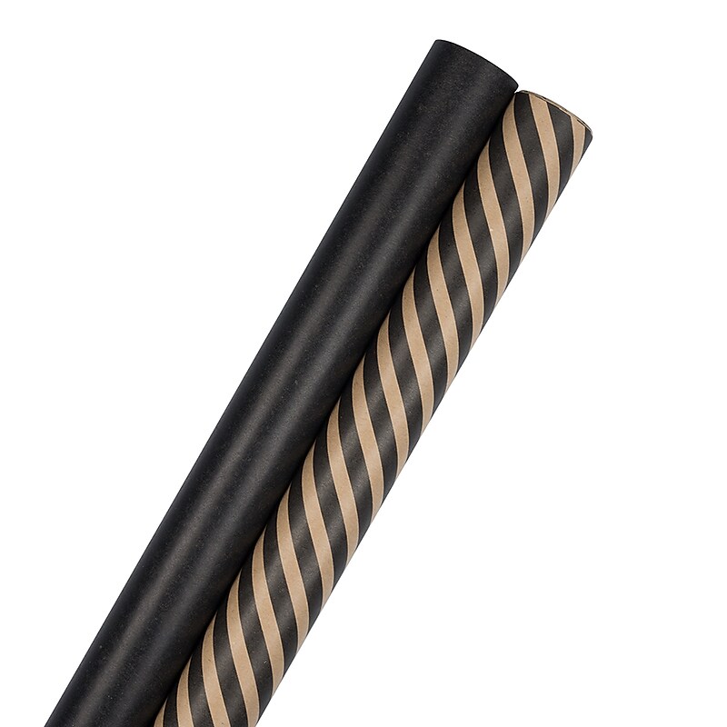 JAM Paper Wrapping Paper, 25 Sq. ft. x 30", Black, 2/Pack (165KKS50BL) image 1
