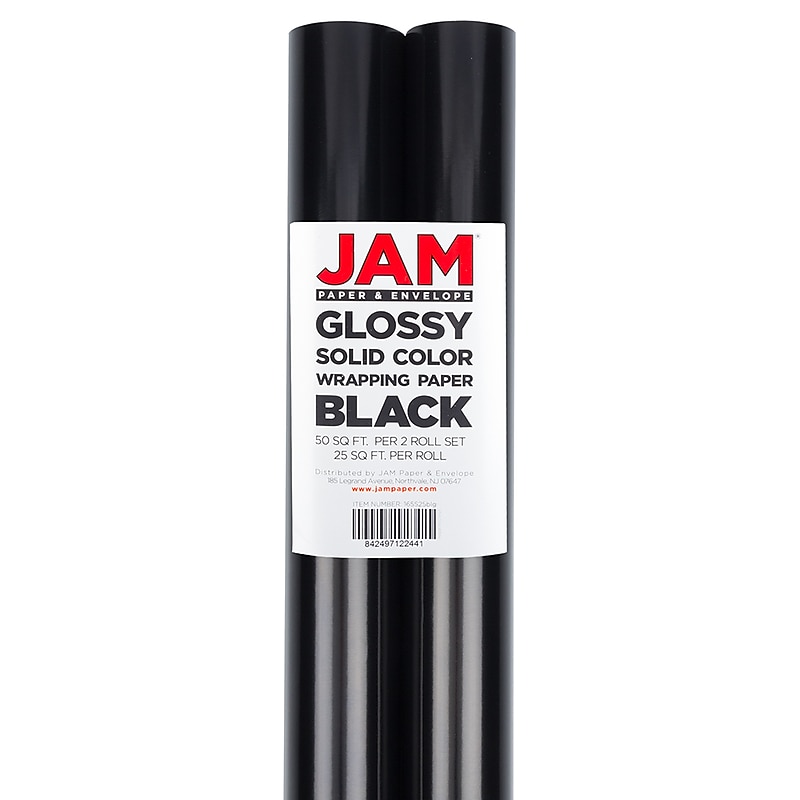 JAM Paper Wrapping Paper, 25 Sq. ft. x 30", Black, 2/Pack (165S25BLG) image 1